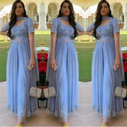 Baby sky color salwar suit for party and wedding